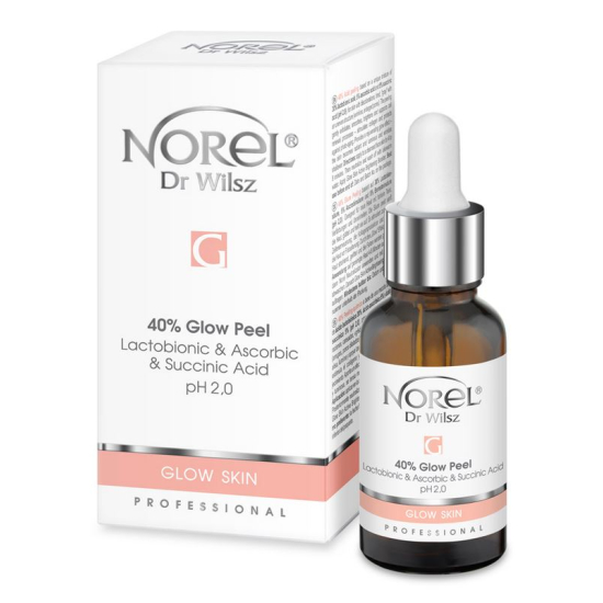 NOREL GLOW SKIN 40% PEELING KWASOWY - 30% KWAS LAKTOBIONOWY, 5% KWAS ASKORBINOWY, 5% KWAS BURSZTYNOWY 30ML PP105